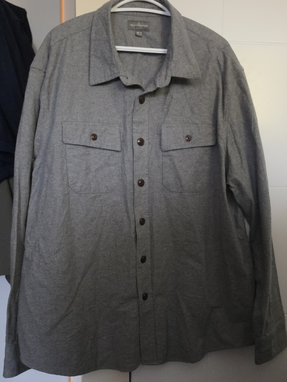L.L. Bean Gray Flannel Button-Up Work Shirt